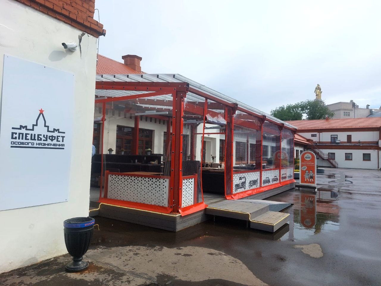 ПВХ шторы для летней террасы кафе в Мишеронском
